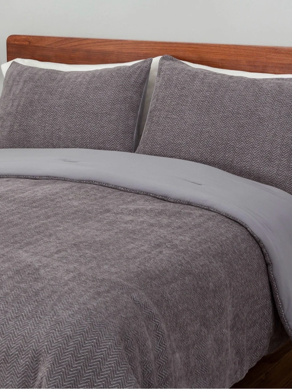 Berkshire Charcoal Herringbone Chenille 3-Piece Comforter Set